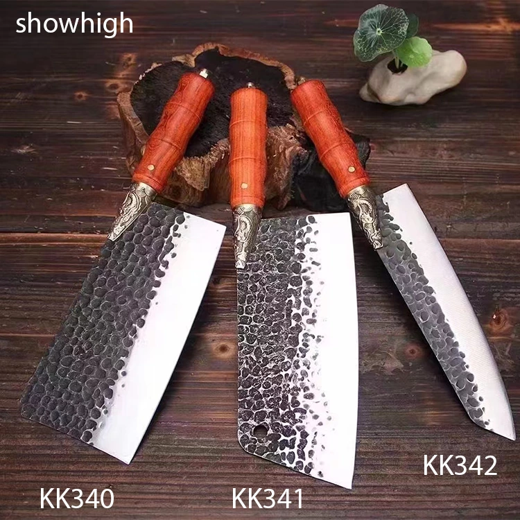 5cr15 stainless steel kitchen knife set with brass dragon bolster KK340