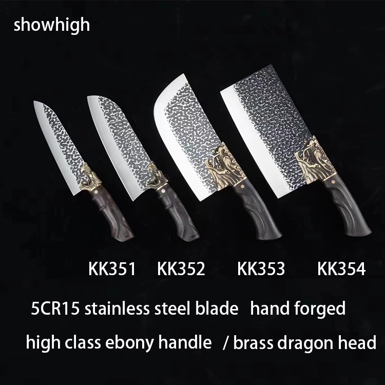high quality 5cr15 stainless steel kitchen knife set with ebony handle KK351